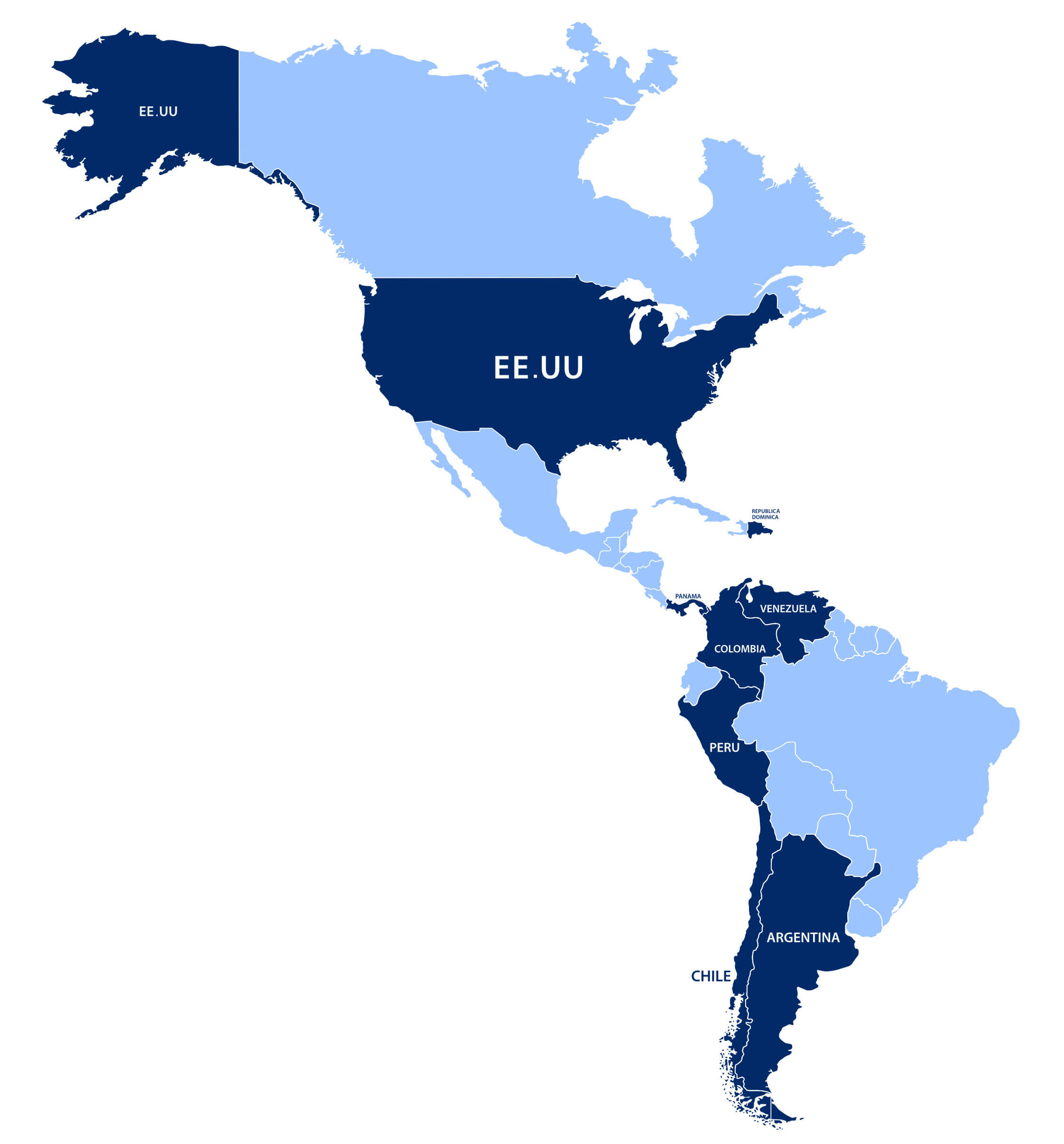 Mapa con países donde hay clientes